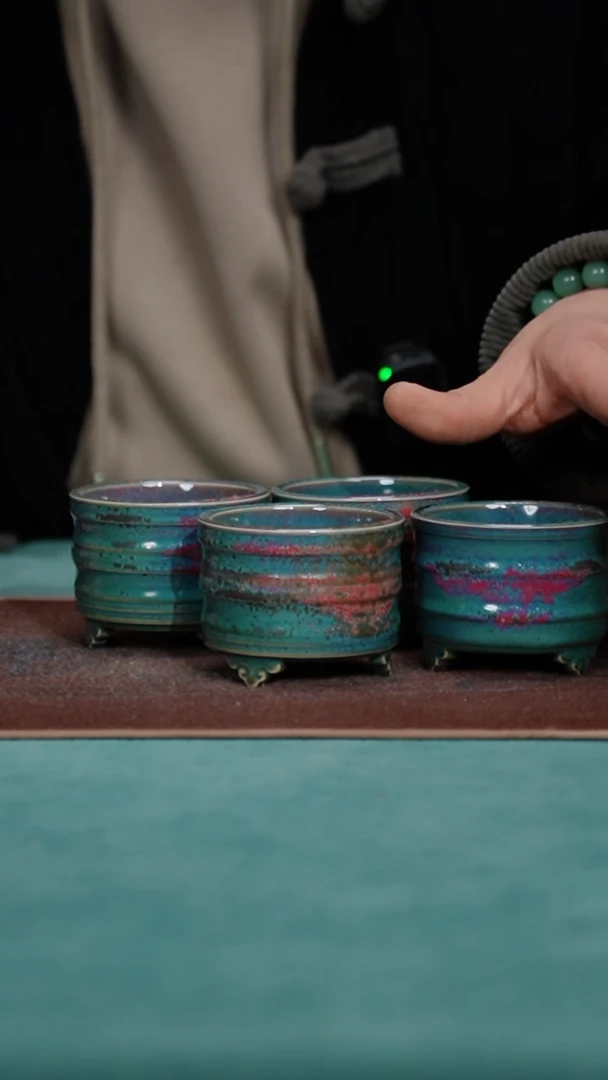 【闪购商品】171-5祥云竹节炉（窑变随机炉钧釉）