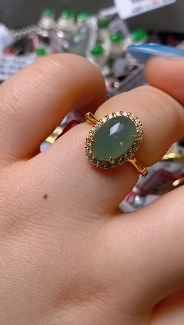 银S925镶嵌戒指翡翠百内无证书