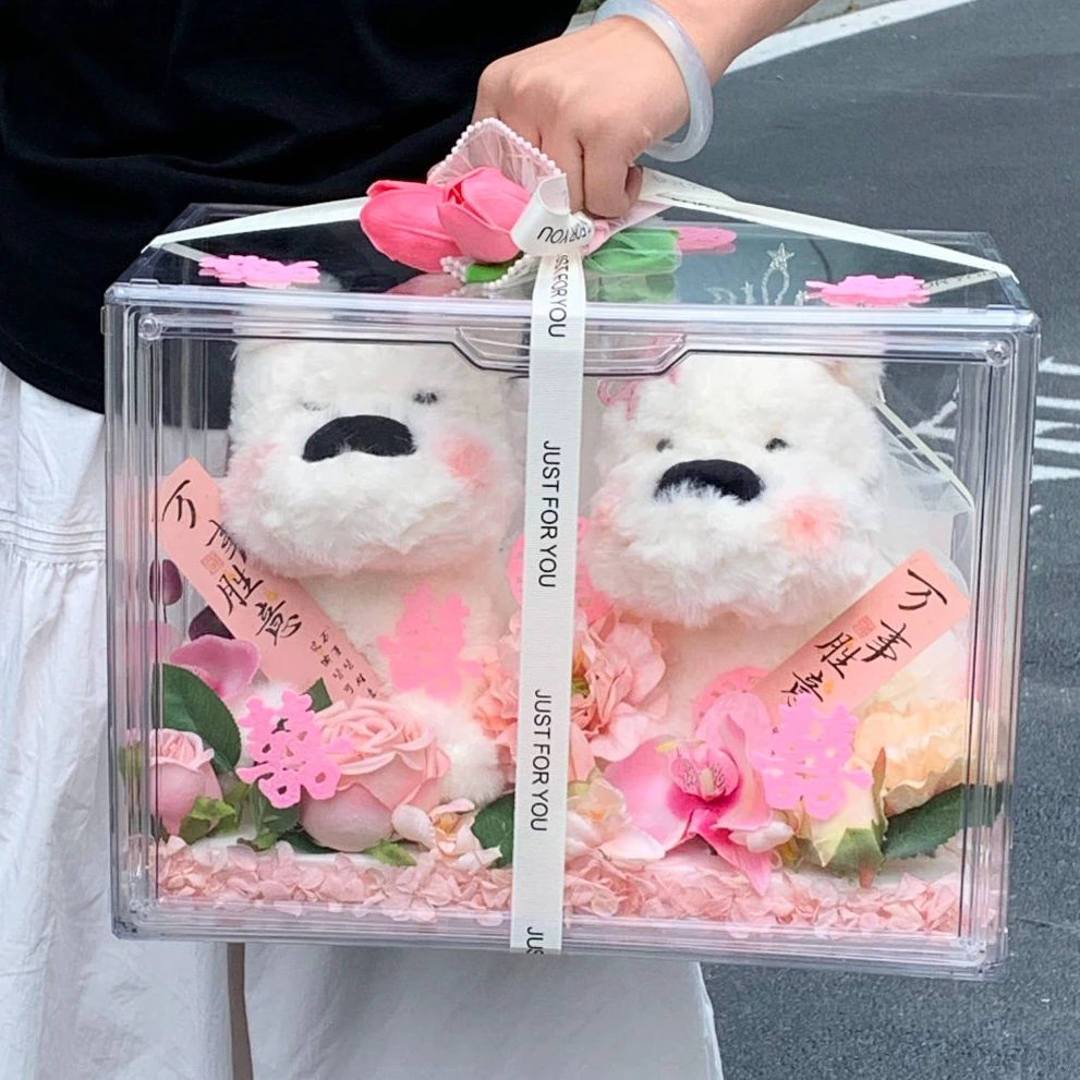 结婚压床娃娃一对新款高档婚房床上抱枕西高地毛绒公仔送新人礼物