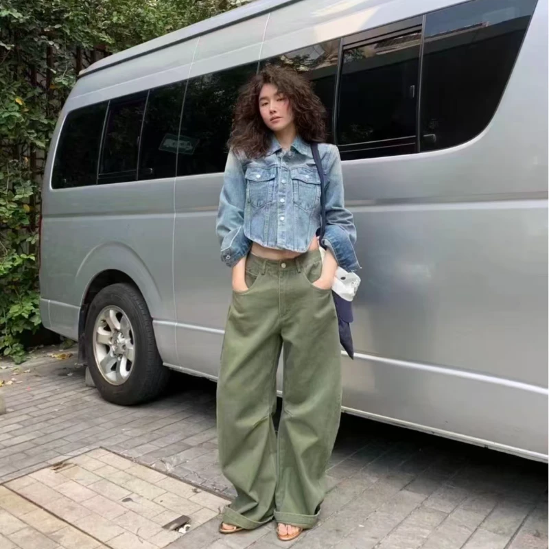 美式复古短款蓝色牛仔外套女新款设计感小众气质显瘦上衣套装