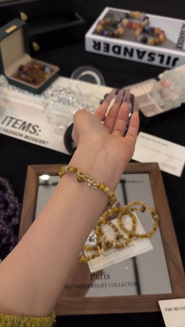 合金手链水晶金虎眼x3499