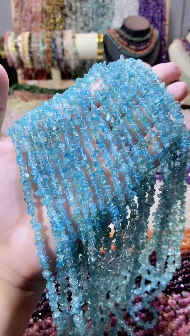 未镶嵌珠宝半成品水晶小蓝磷灰