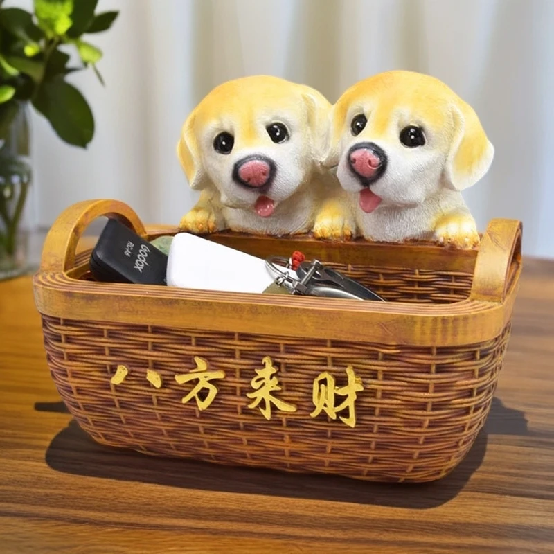 入户玄关钥匙收纳摆件可爱狗狗客厅鞋柜电视柜乔迁新居送礼装饰品