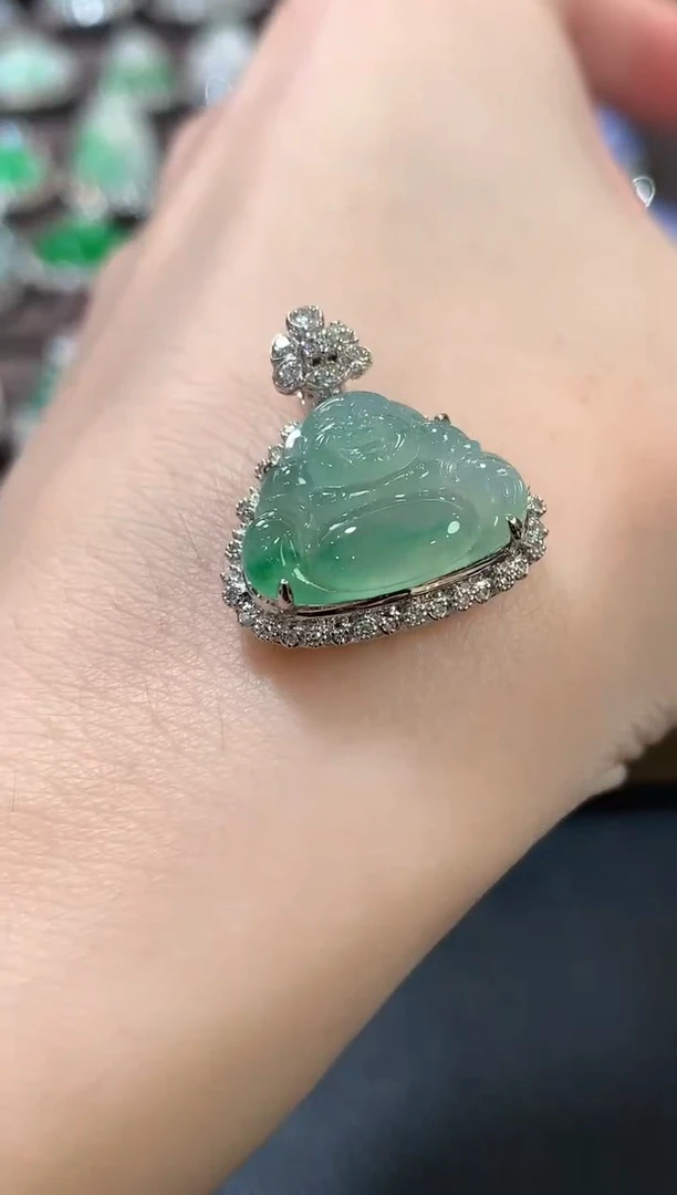 吊坠(不含链)18K金镶嵌翡翠a50