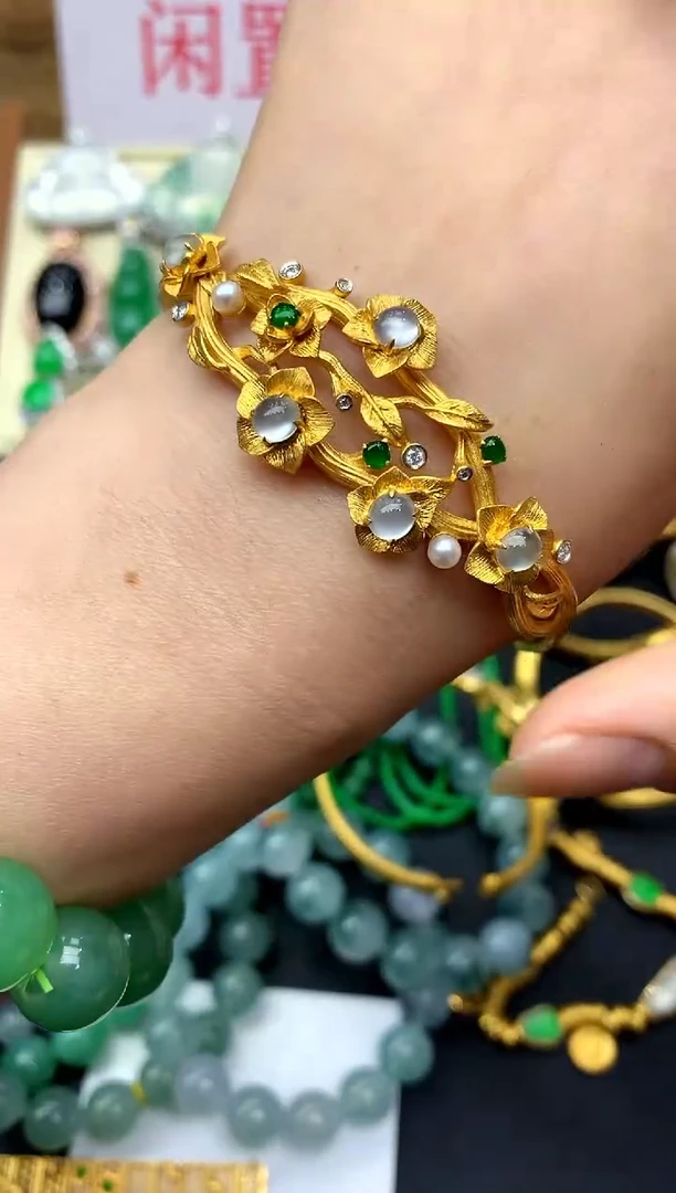 翡翠手镯18K金镶嵌352-中国好珍宝