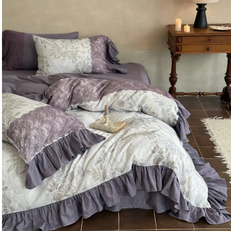 伊伊推荐【梦觉香何】法式复古双层纱重工大花边床单款四季通用