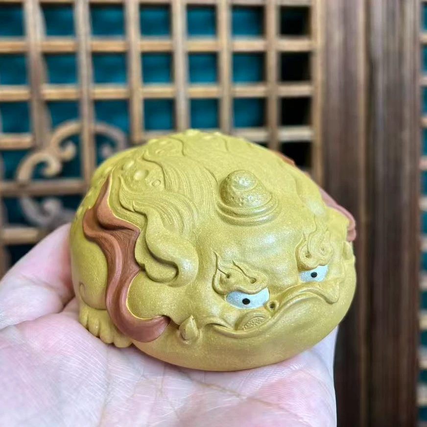 砂宴茶器 张小萌原创全手工《镇财金蟾》扁金蟾 原矿紫砂制作