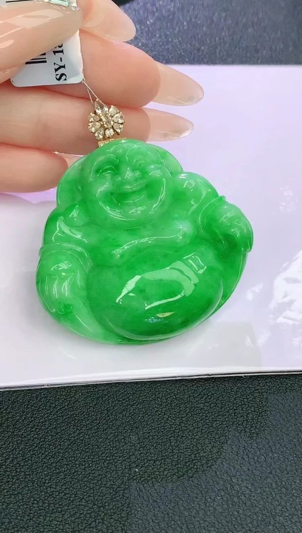 颈饰18K金镶嵌翡翠陈*赠礼盒证书 麦麦
