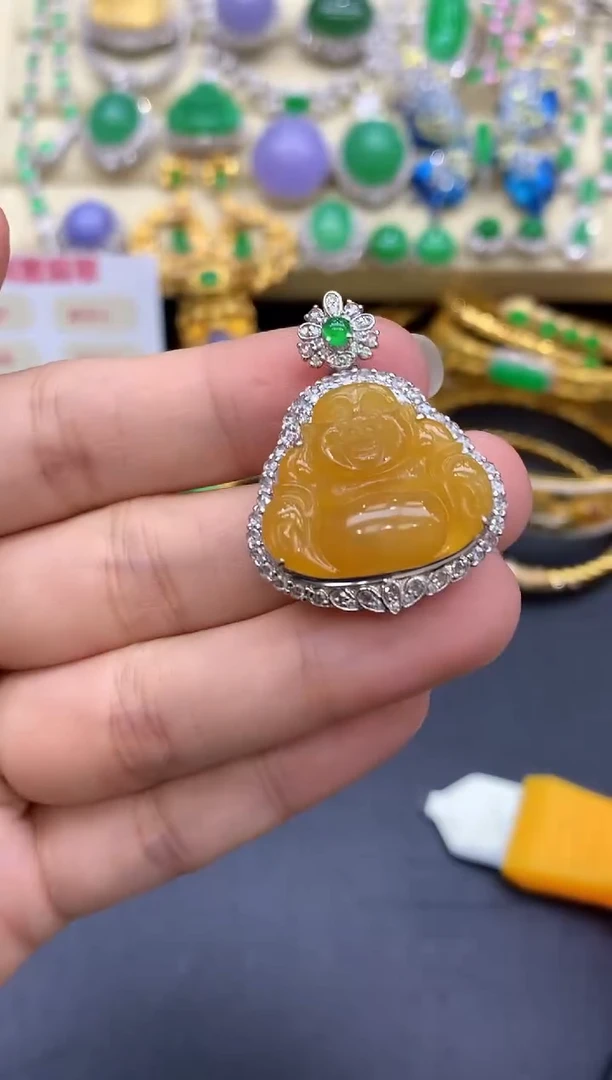 颈饰18K金镶嵌翡翠158-中国好珍宝