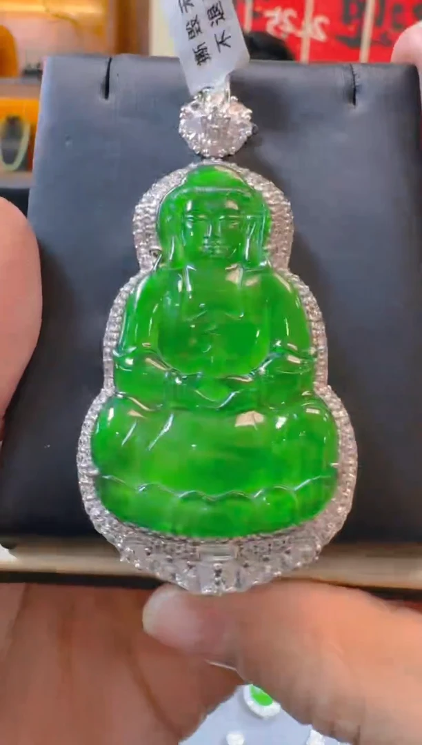 吊坠(赠链)银S925镶嵌翡翠天然A货翡翠