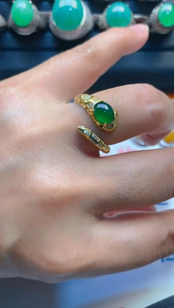 【闪购商品】翡翠耳饰银S925镶嵌天然A货翡翠1