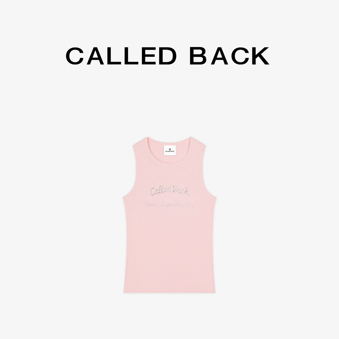 CALLED BACK春季短款针织无袖粉色运动休闲背心122603