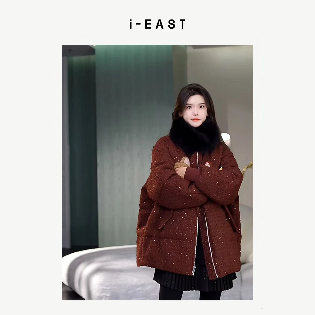 i-EAST 心动小野猫~毛茸茸猫咪羽绒服外套-4D 24CA19216