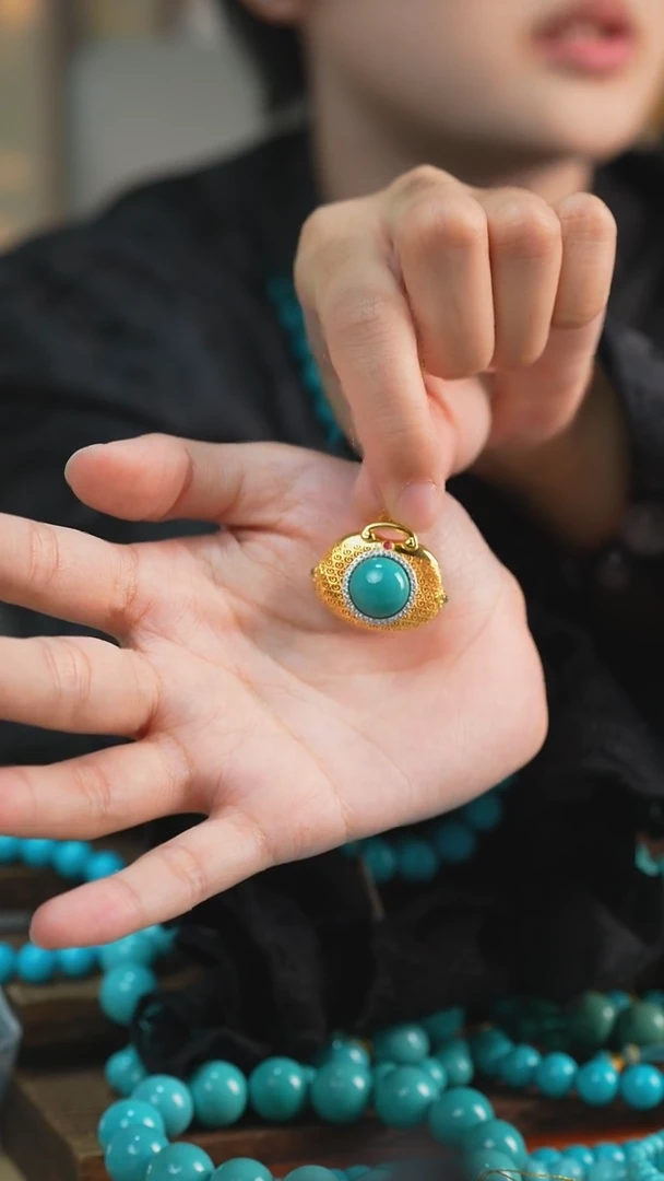 银S925镶嵌绿松石吊坠多样性发一