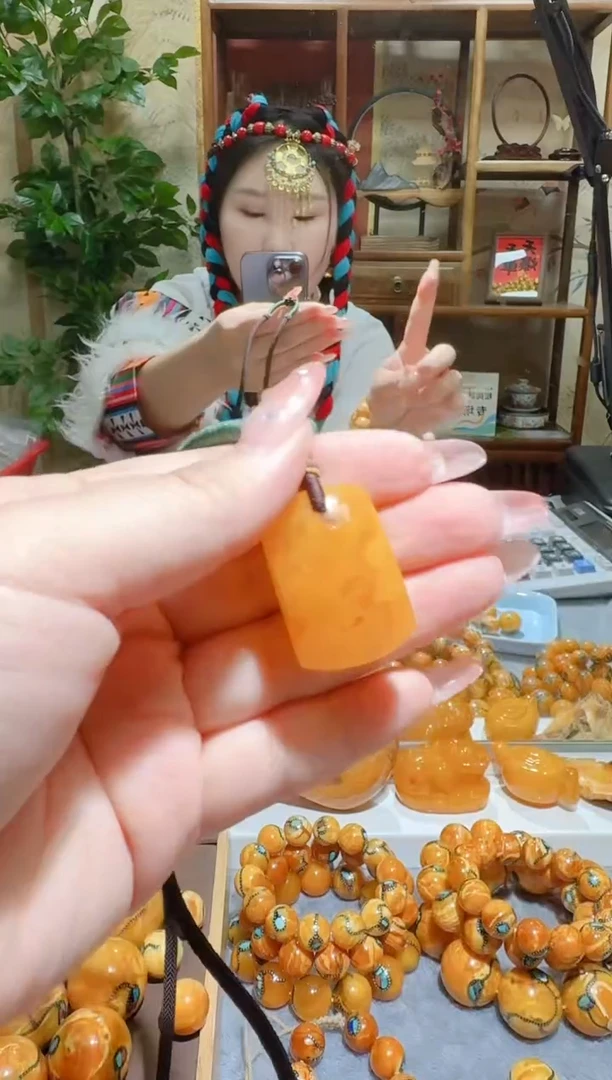 蜜蜡颈饰银S925镶嵌9566天然蜜蜡珠宝奇石全都保真