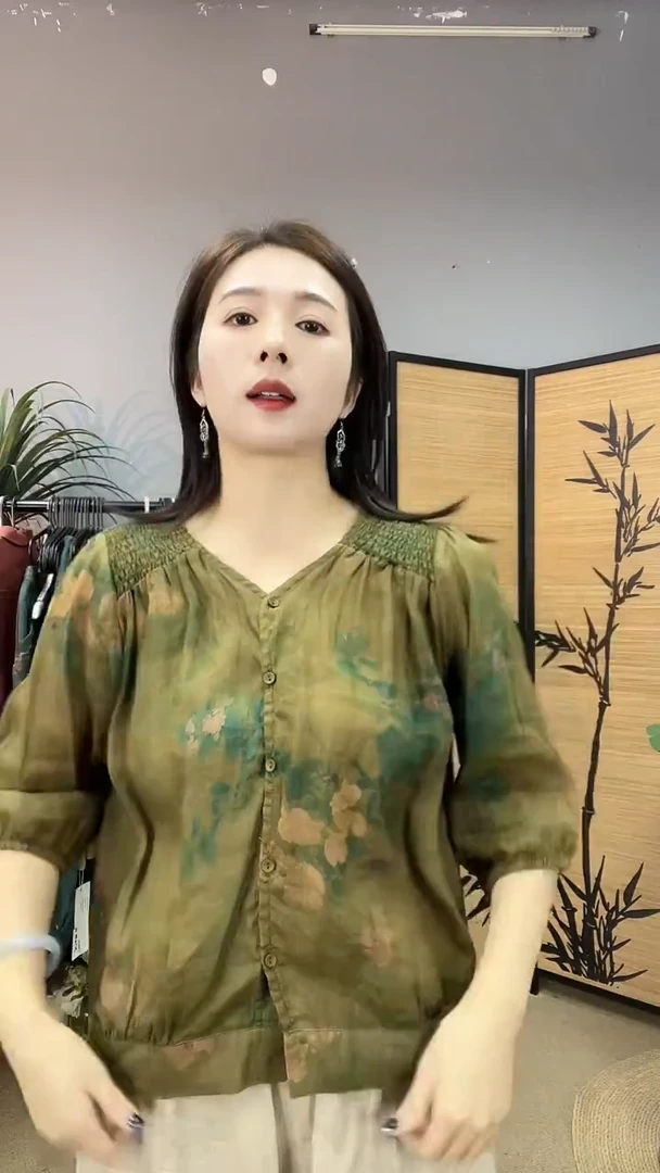 国风苎麻印花小衫