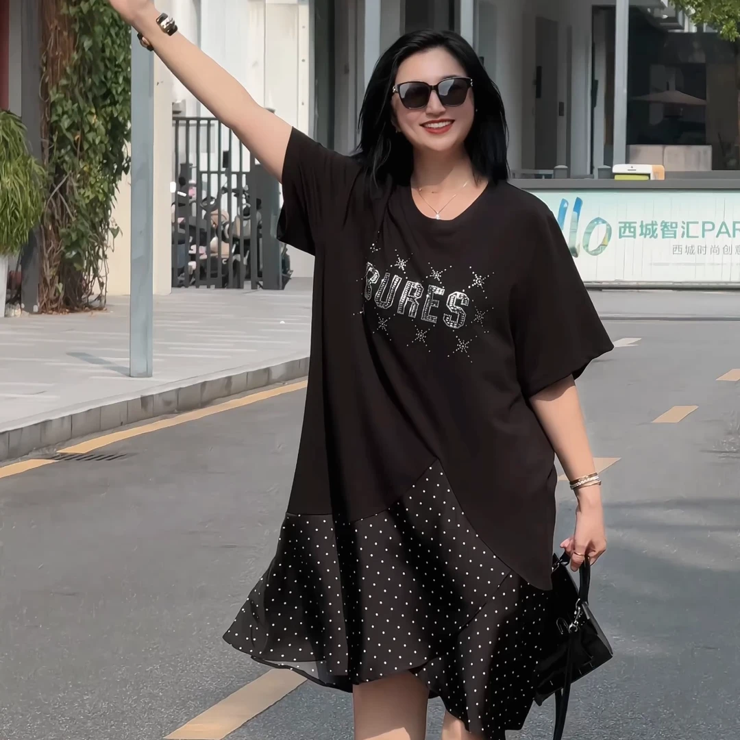 【夏日轻氧穿搭7052款】2025年巴瑟大码女装宽松显瘦百搭潮流中长裙