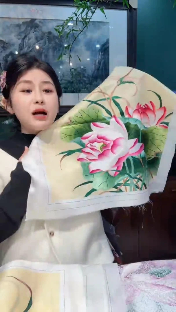 竖款非遗苏绣手工刺绣绣片