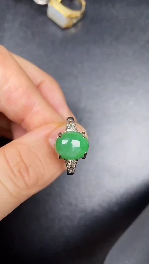 银S925镶嵌戒指翡翠2720