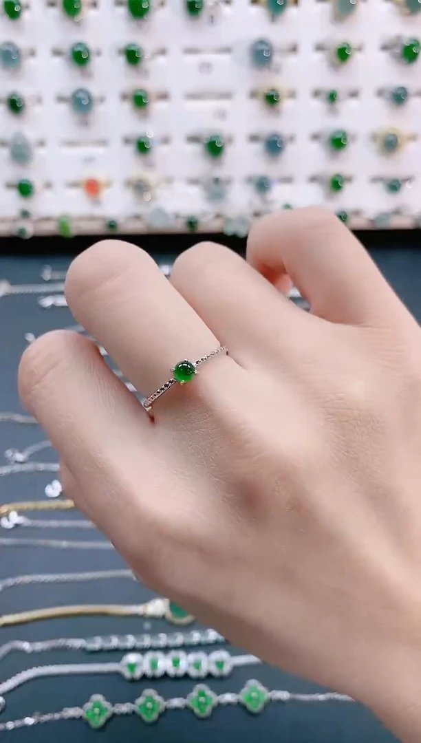 【闪购商品】翡翠戒指银S925镶嵌天然翡翠