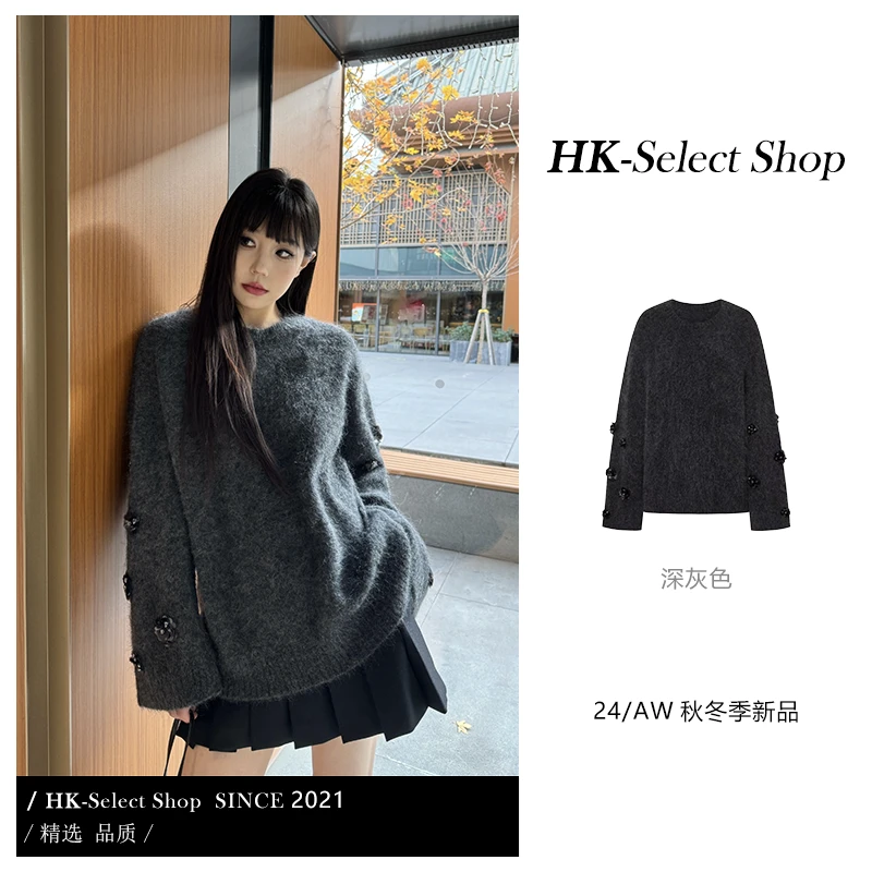 HK-SELECT SHOP 24/AW 冬季新品 羊毛马海毛手工钉珠针织衫
