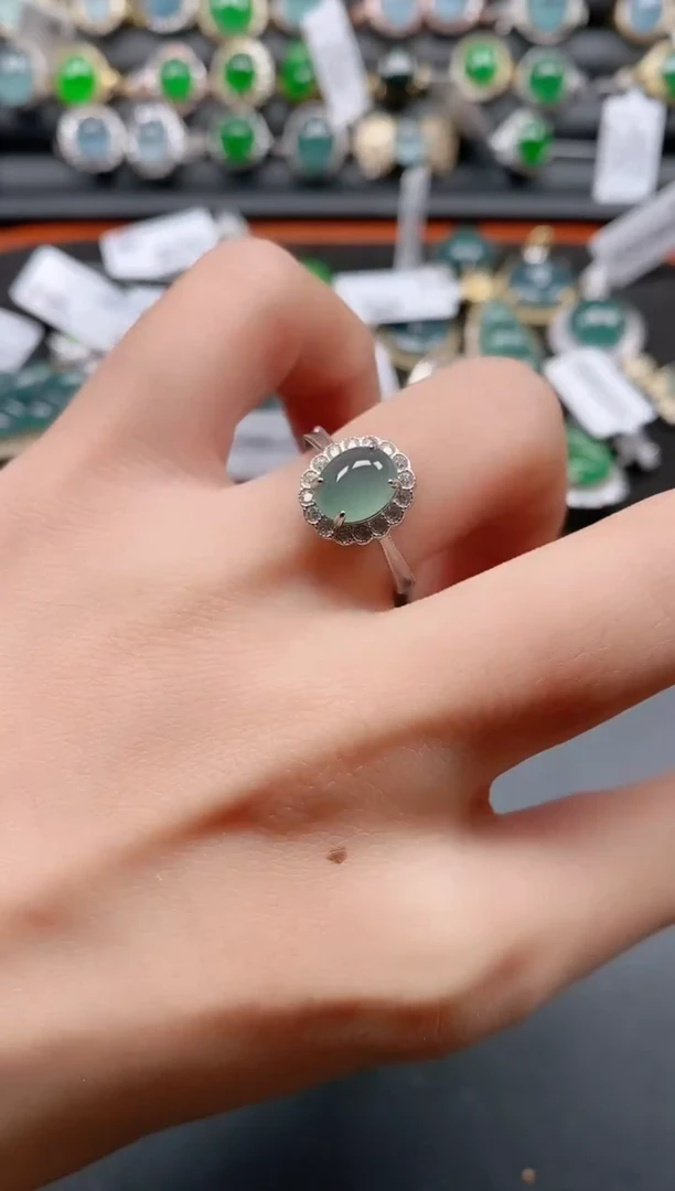 银S925镶嵌戒指翡翠111