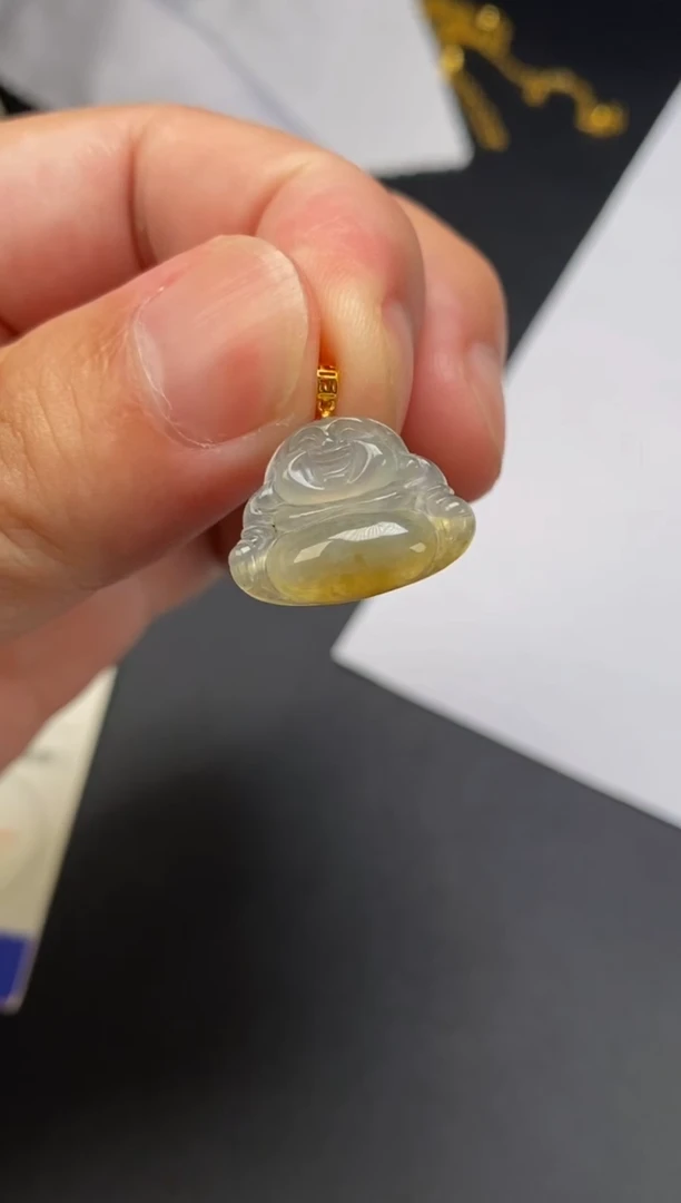 翡翠18K金镶嵌颈饰天然A货翡翠