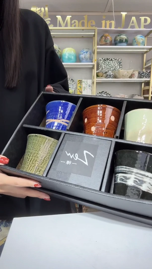 陶瓷粗陶手握杯5件套