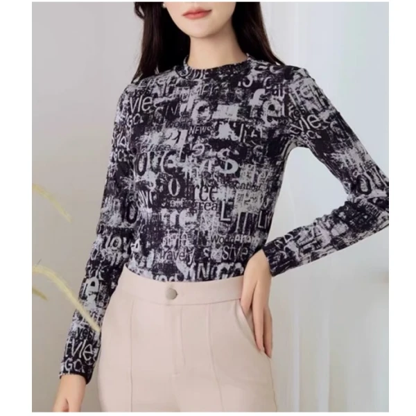 【精品妈妈】2025新款【雪花】长袖半高领上衣女装