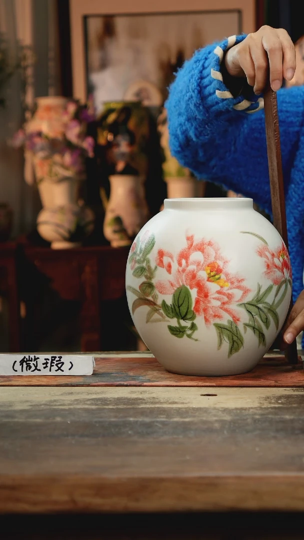 【闪购商品】瓷片景德镇纯手工釉下彩精品花瓶