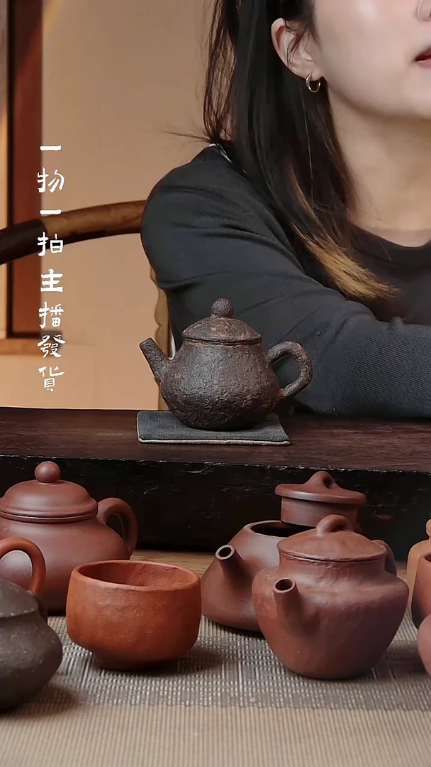 茶壶紫砂紫砂手捏茶壶黑铁砂