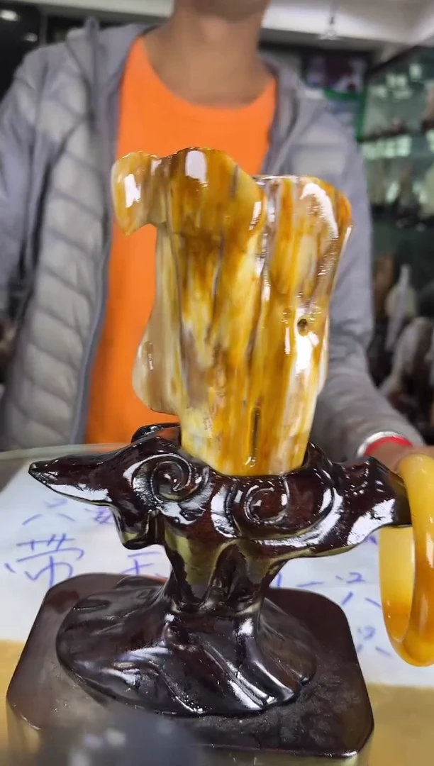 未镶嵌珠宝奇石硅化玉缅甸天然树化玉精品摆件