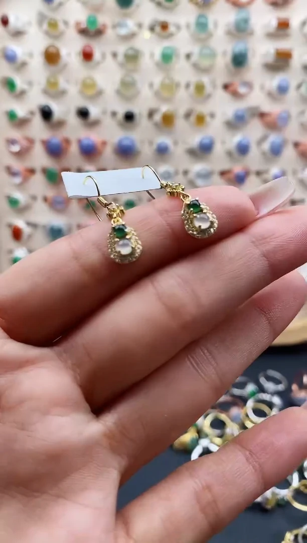 【闪购商品】翡翠戒指银S925镶嵌缅甸天然A货翡翠111 1+5