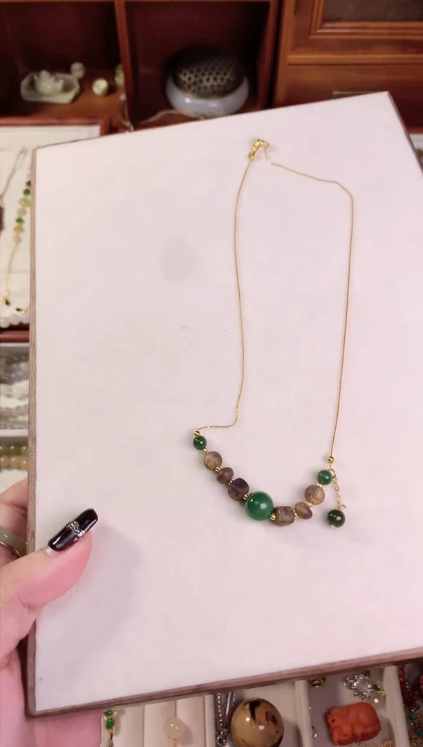 【闪购商品】沉香手串棋楠沉香搭配碧玉项链