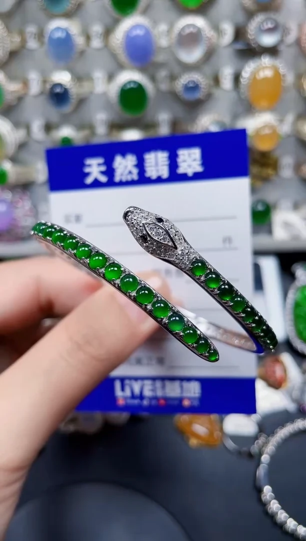 银S925镶嵌手镯翡翠116