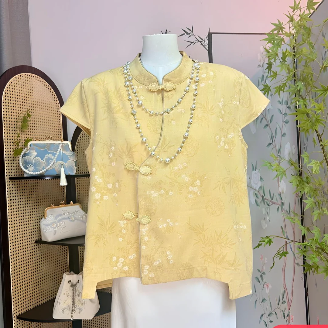 新中式国风粉色盘扣衬衫独特超好看洋气减龄漂亮通勤风超火上衣夏