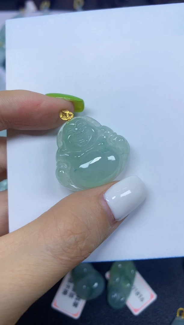 翡翠18K金镶嵌颈饰✦*贪挂件
