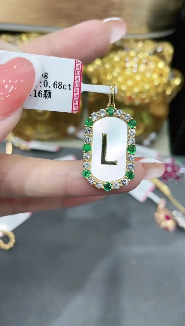 吊坠18K金镶嵌祖母绿吊坠L