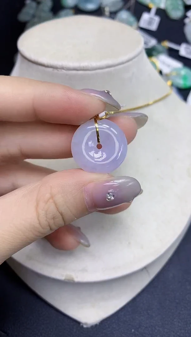 颈饰18K金镶嵌翡翠天然缅甸翡翠A货百元以上9元证书费自理