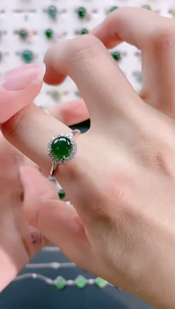 【闪购商品】翡翠戒指银S925镶嵌天然翡翠