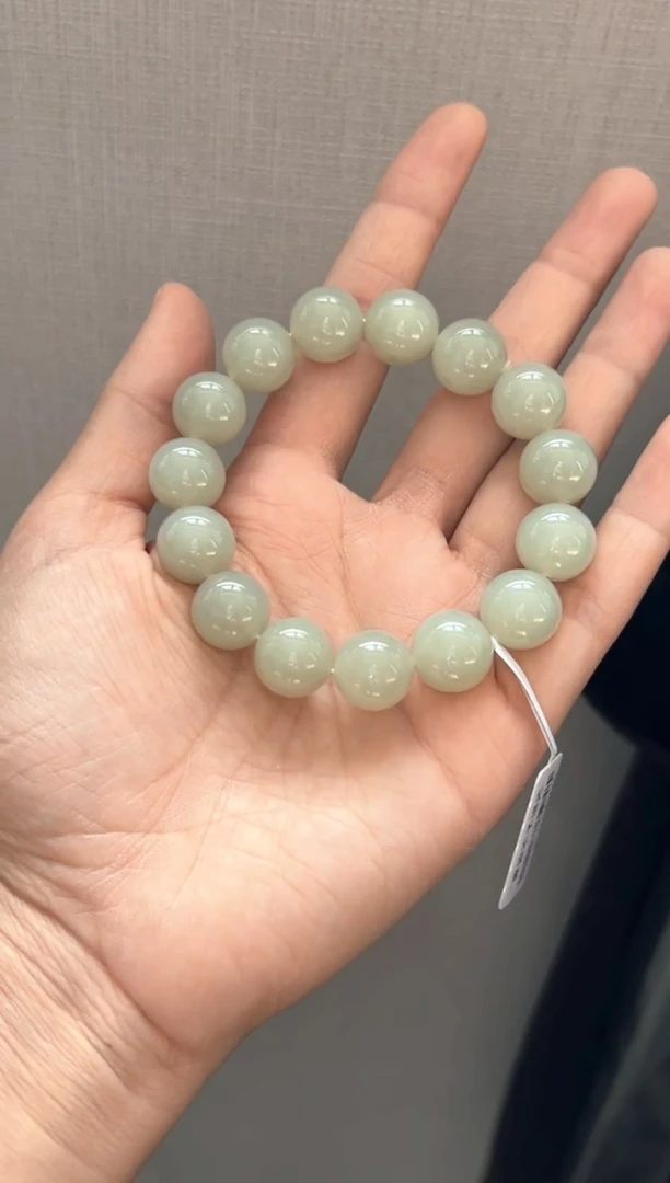 未镶嵌手串和田玉且末微色差近矿卡14j