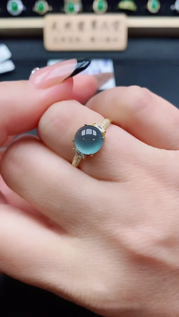 银S925镶嵌戒指翡翠1