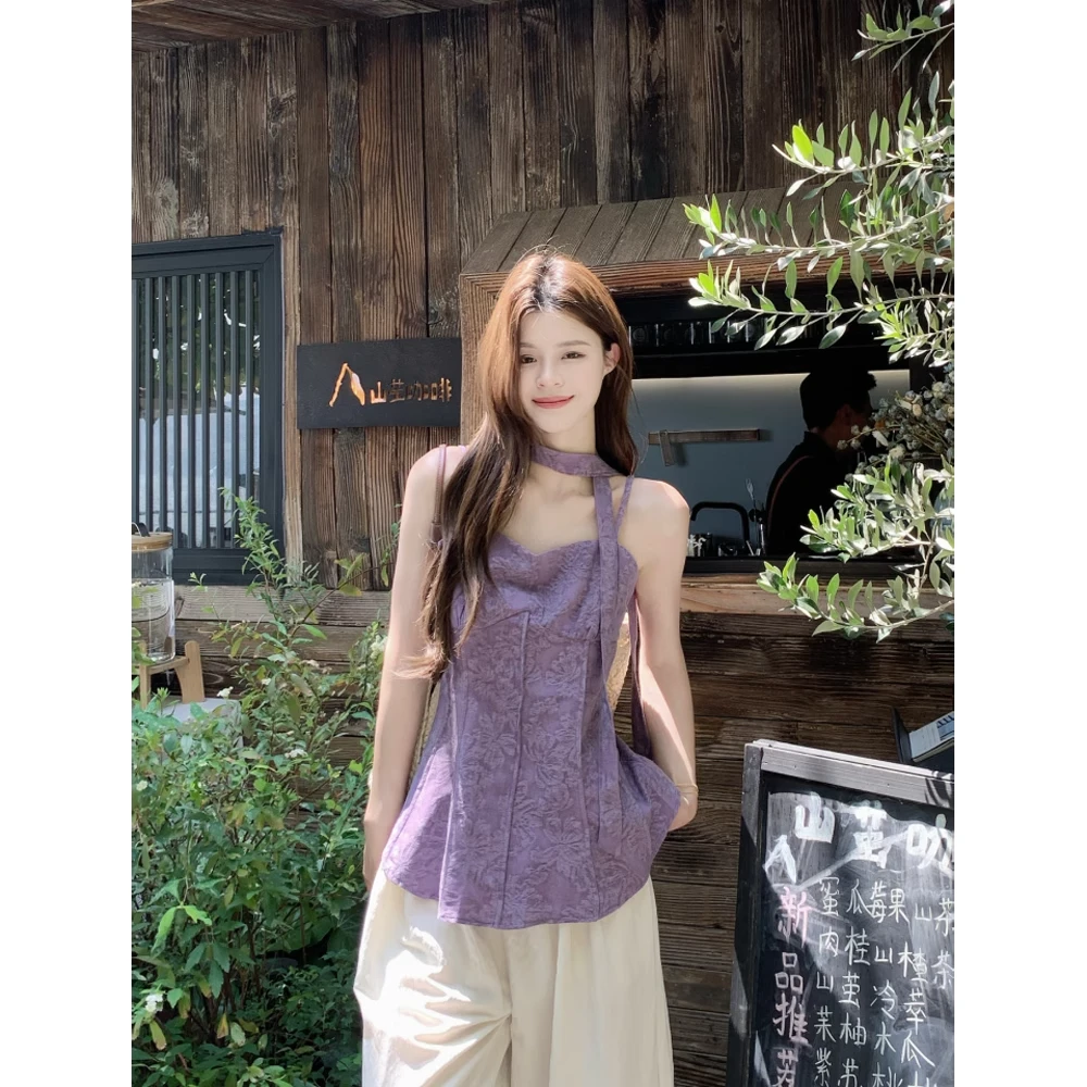 法式复古气质提花吊带背心2025夏季新款时尚百搭休闲显瘦上衣女潮