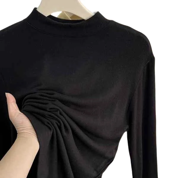 胖mm特大码300斤薄绒洋气百搭打底衫女秋冬宽松休闲百搭长袖上衣2