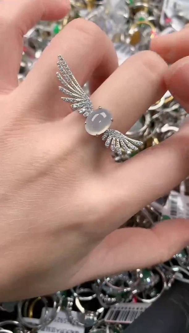 银S925镶嵌戒指翡翠333               4