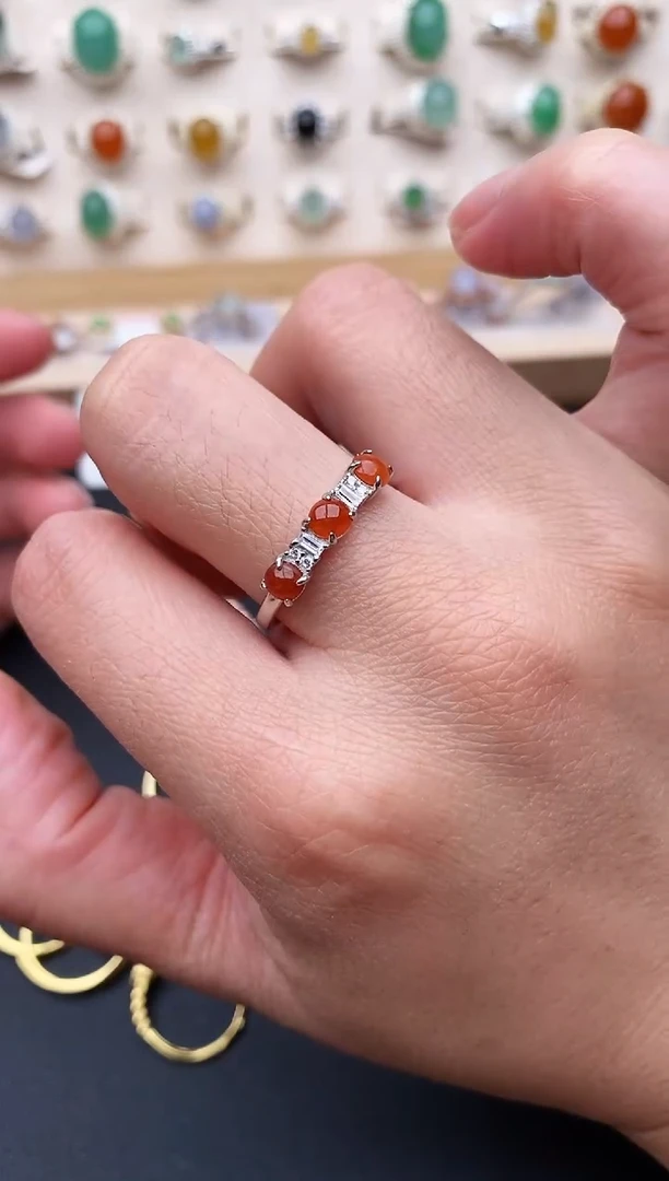 【闪购商品】翡翠戒指银S925镶嵌天然翡翠111  7+