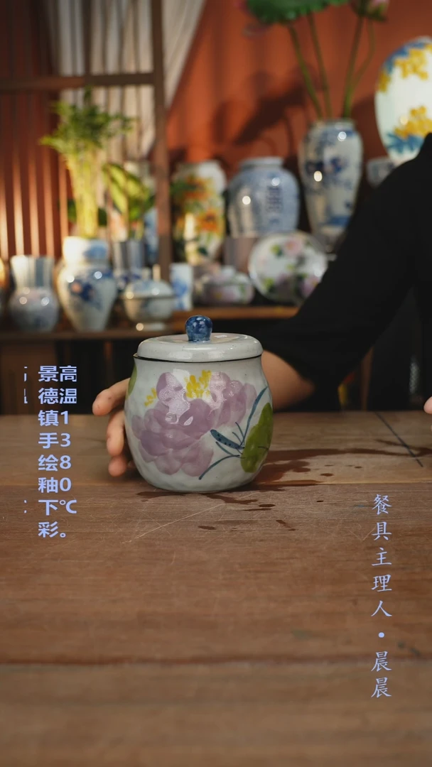 瓷片【简家甄选】景德镇设计师釉下手绘陶瓷餐具