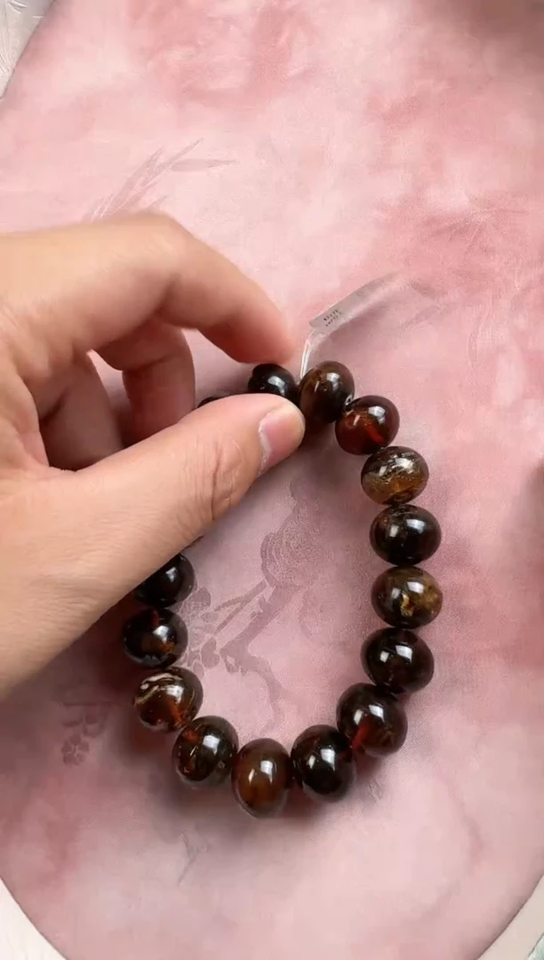 手串琥珀未镶嵌海抚顺琥珀  黑金  手串