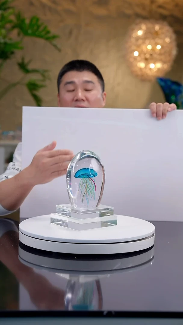 手工艺品琉璃宝石蓝色水母摆件