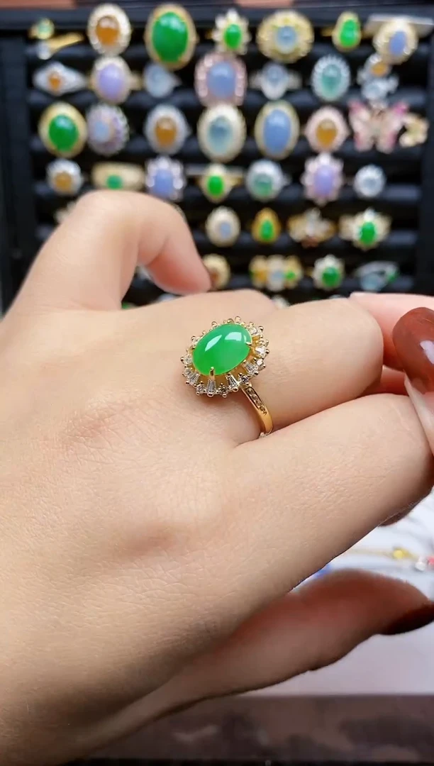 银S925镶嵌戒指翡翠319